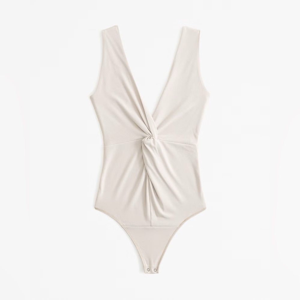 Glossy Rib Plunge Twist Bodysuit